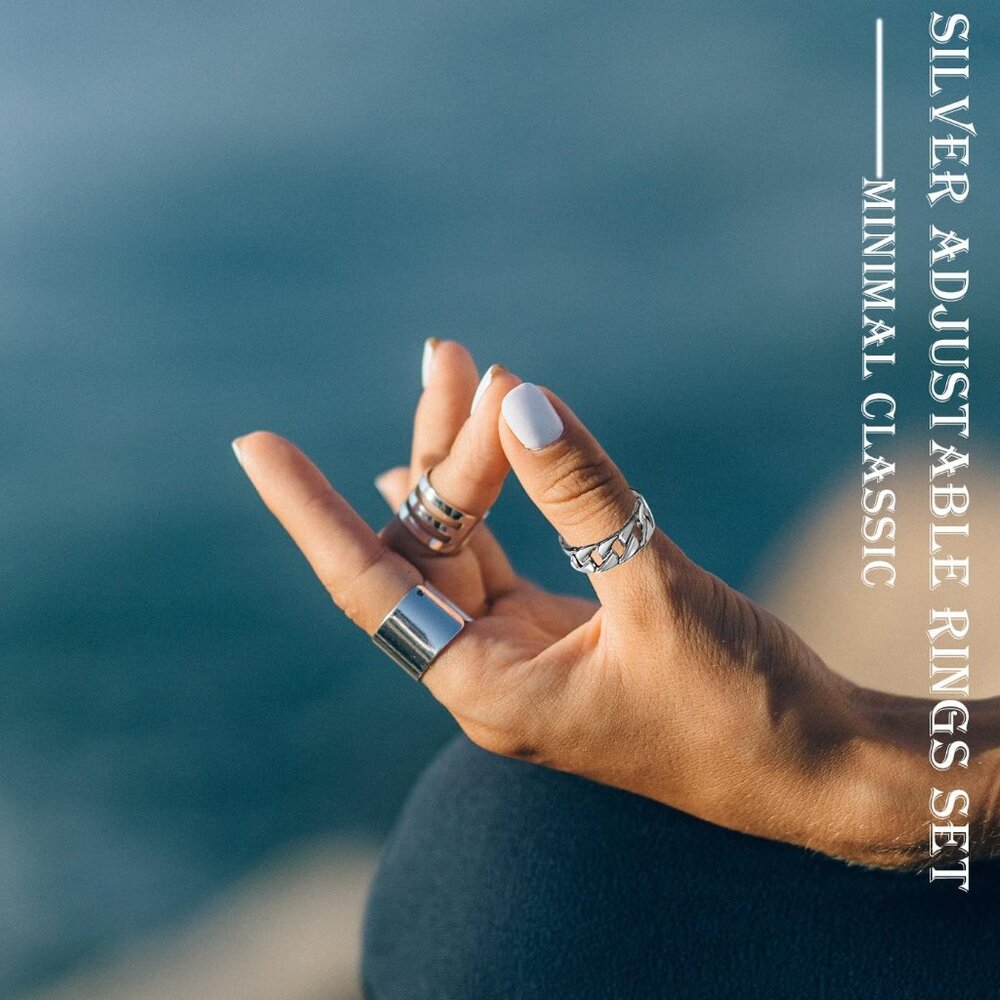 Hypoallergenic 17pc Silver Stackable Rings - Comf… - image 6